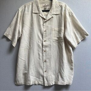 Island Treasures 100% Silk Tropical Jacquard Camp Shirt M